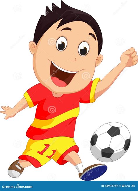 Boy Playing Football Soccer Cartoon Vector 165043208