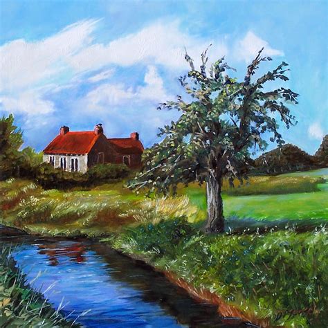 Donna Munsch Fine Art Original Oil Painting Country Cottage