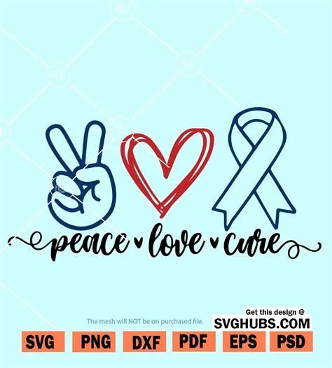 Silhouette Cancer Ribbon Svg Peace Love Cure Svg Cricut Cut File Peace