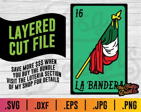 Loteria La Bandera Svg Loteria Svg La Bandera Svg Mexican Etsy