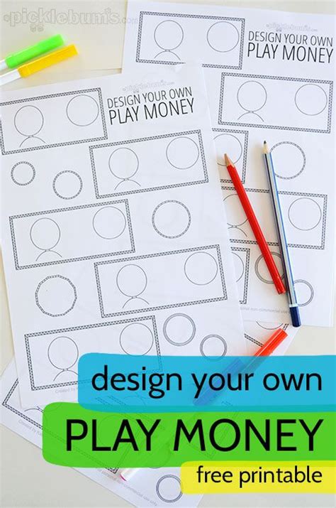 design   printable play money  kids silent