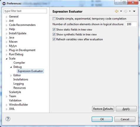 Expression Evaluator User Documentation — Scala Ide 01 Snapshot
