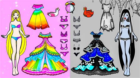 Paper Dolls Dress Up Beautiful Skirt Prom Sadako And Rapunzel Dress