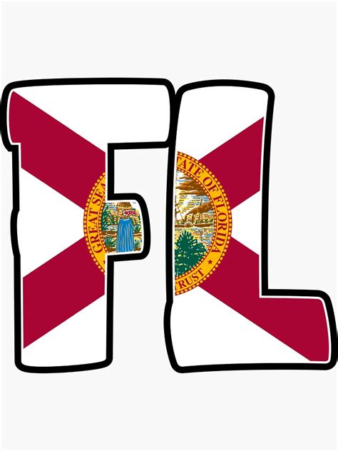 Florida State Flag 2 Letter Abbreviation Sticker Sticker For Sale By