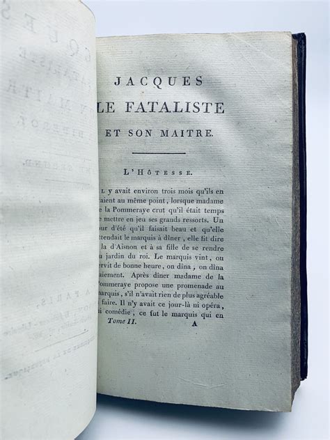 Diderot Jacques Le Fataliste Et Son Maître Edition Originale
