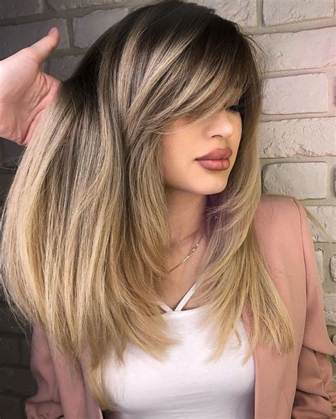 long thick cut with face framing layers medium long haircuts layered haircuts with bangs side