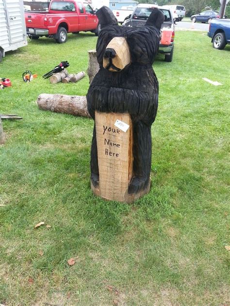 Custom Made Standing Chainsaw Carved Black Bear Sculpture With