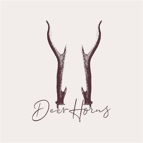 Premium Vector Deer Horns Hand Drawn Vintage Illustration Line Art Design