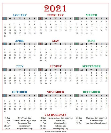 2021 Us Government Calendar 2021 Calendar Template Free Calendar