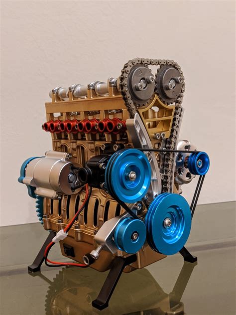 V4 Car Engine Assembly Kit Full Metal 4 Cylinder Car Engine Building