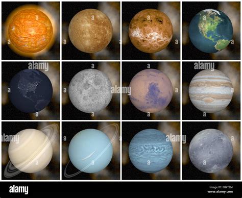 Solar System Planets As Sun Mercury Venus Earth Moon Mars Jupiter Stock
