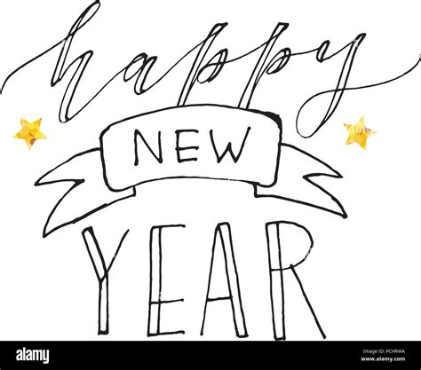 Happy New Year Vector Gradient Phrase Lettering Calligraphy