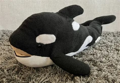 Toys R Us Large Orca Killer Whale Plush Soft Toy Large 16 Long Vintage