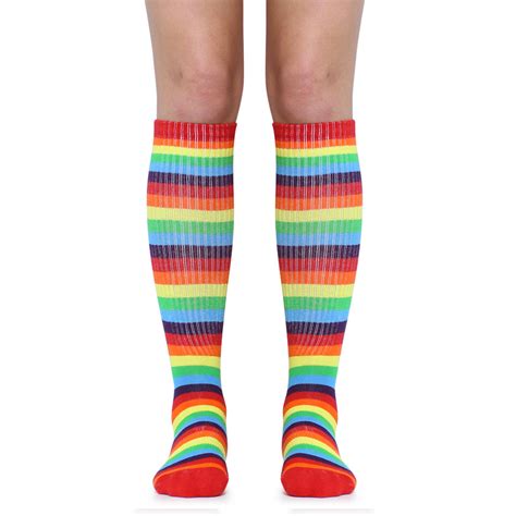 Rainbow Stripe Knee High Socks J 016