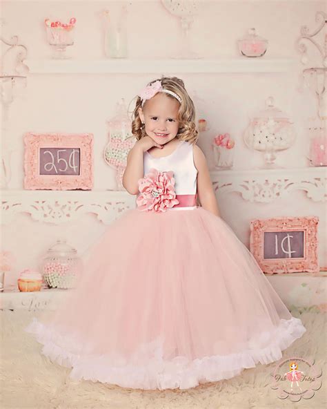 Gorgeous Flower Girl Tutu Dress In Blush Pink And White Any Color