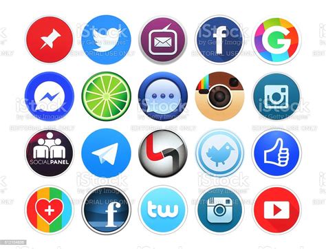 Collection Of Popular Round Social Networking Icons Printed On Paper