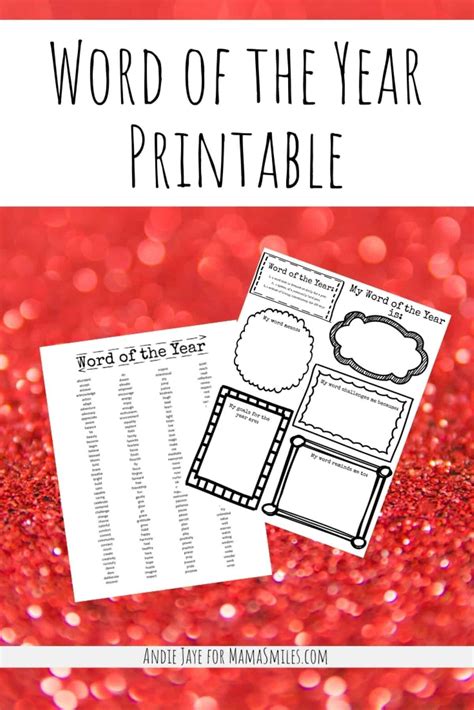 Word Of The Year Activity And Inspiration List Free Printable Fun