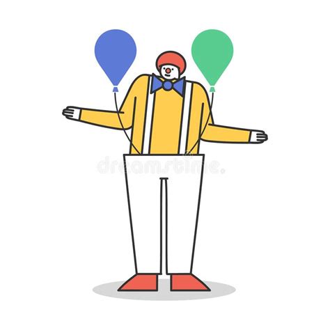 Cartoon Character Wearing Clown Costume With Air Balloons On White