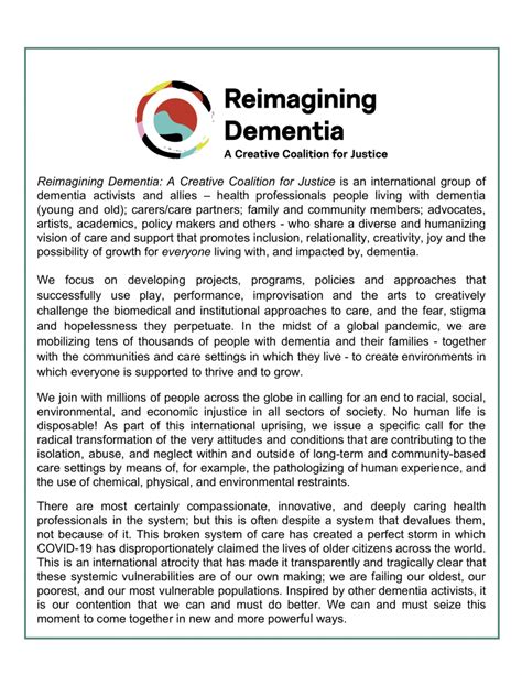Reimagining Dementia: A Creative Coalition for Justice Join Us ...