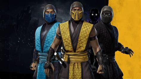 Three Ninjas Are Standing In Front Of A Yellow Background