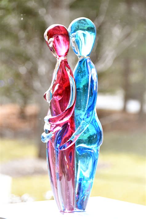 Abstract Lovers Embrace Fine Art Glass Sculpture By