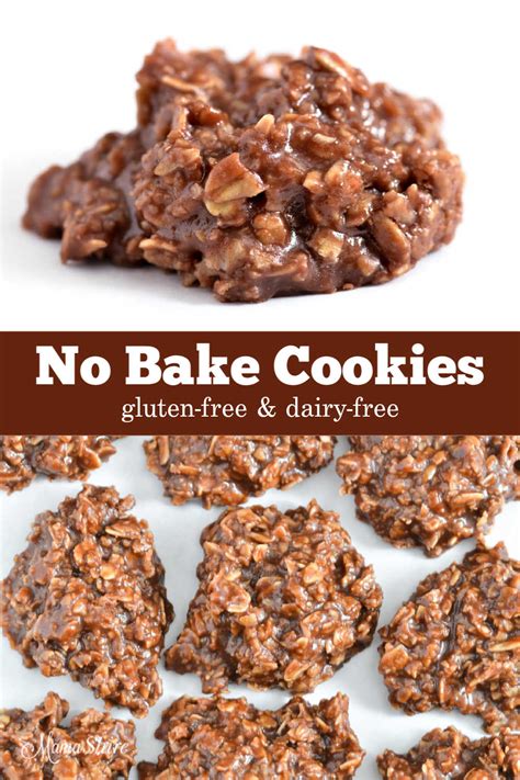 Stir all the ingredients and slowly add the rice flour, the baking powder and the baking soda. Gluten-Free No Bake Cookies (Dairy-Free) - MamaShire | Recipe in 2020 | Gluten free no bake ...