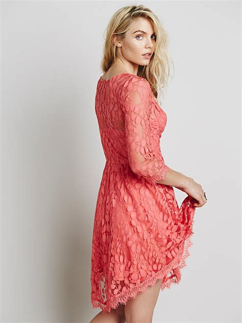 Free People Floral Mesh Lace Dress In Pink Desert Flower Lyst