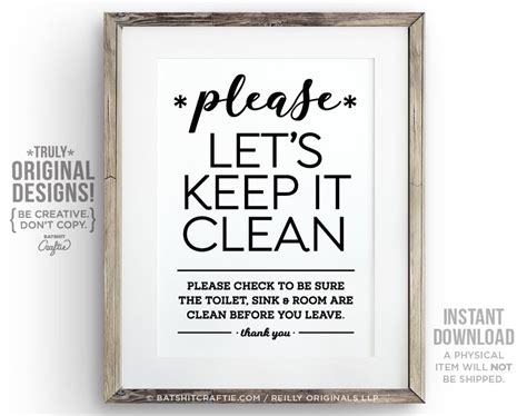 Please Keep It Clean Bathroom Sign Printable Sink And Toilet Etsy