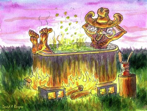 Hillbilly Hot Tub Painting By David Burgess Pixels