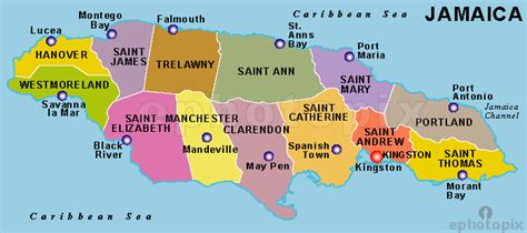 Jamaican Map With Parishes