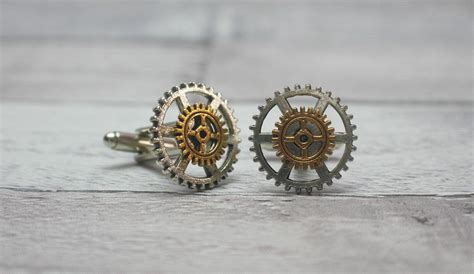 Gold And Silver Cog Cuff Links Steampunk Cuff Links Steampunk