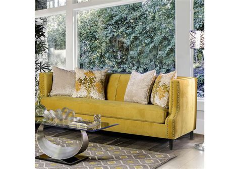 Tegan Royal Yellow Sofa Best Buy Furniture And Mattress