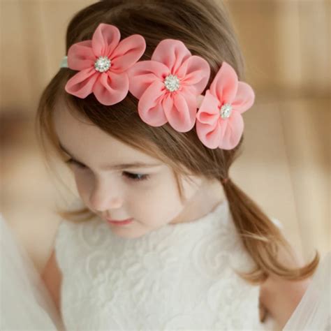 Princess Chiffon Ribbon Pearl Rhinestone Headband Girls Hair Bands