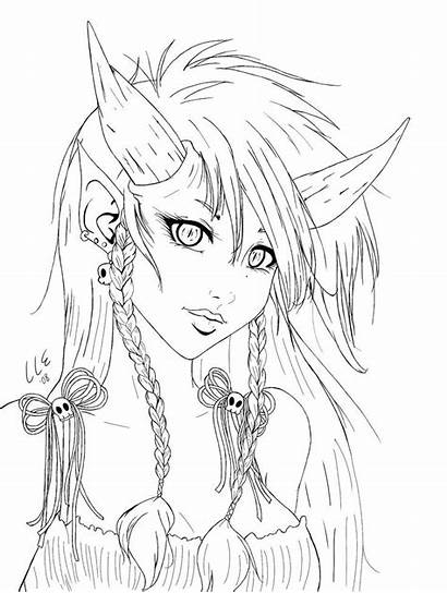 Coloring Pages Adults Demon Fairy Goth Lineart