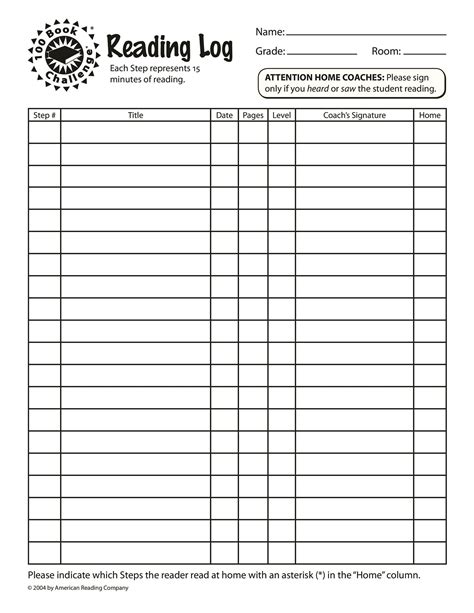 47 Printable Reading Log Templates For Kids Middle School And Adults