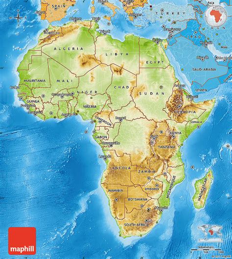 Physical Map Of Africa Political Shades Outside Shaded Relief Sea