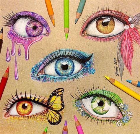 Collection Of Different Color Eyes Colored Pencils Art Eye Art Eye