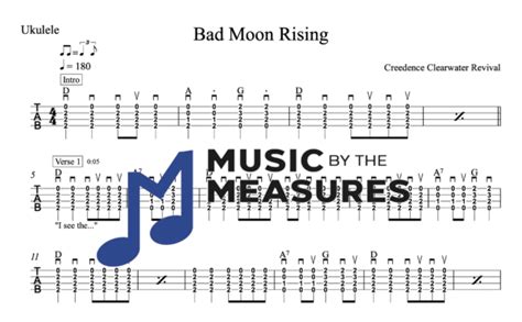 Bad Moon Rising Ukulele Music By The Measures