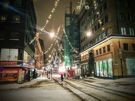 A Chilling Winter Night In Colourful And Breathtaking City Of Helsinki