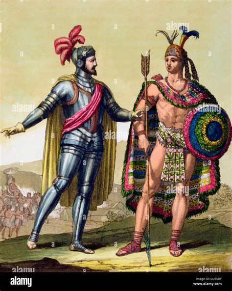 The Encounter Between Hernando Cortes And Montezuma Ii Mexico 1519