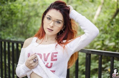 Cahpolly Suicidegirls Women Women With Glasses One Arm Up Redhead