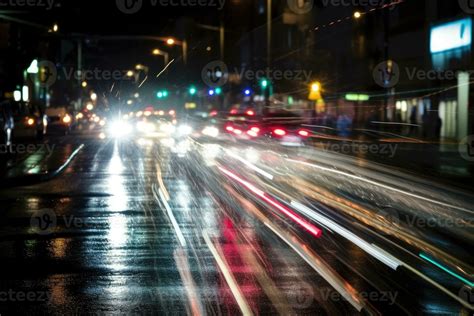 Photo Of Night City Lights And Traffic Speeding By Cars Bokeh Effect