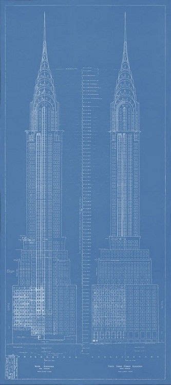 Chrysler Building Blueprint Technical Drawing Architecture