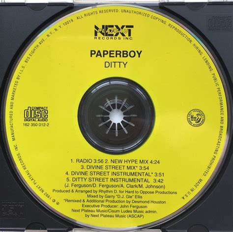 Paperboy Ditty 1992 Cd Discogs