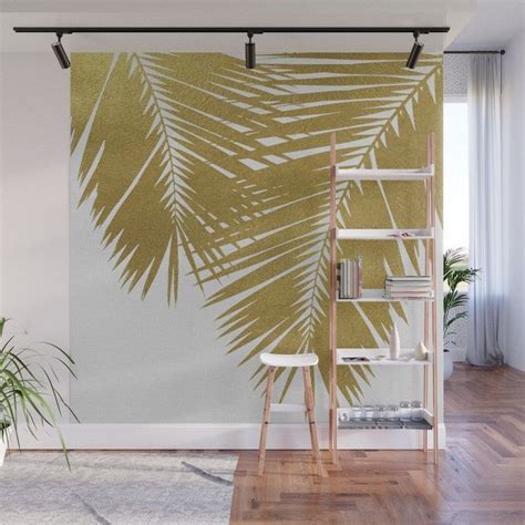 Buy Palm Leaf Gold Ii Wall Mural By Paperpixelprints Worldwide