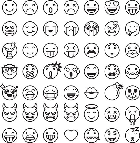 Conjunto De ícones De Símbolos De Emoticons Emoji Ilustrações