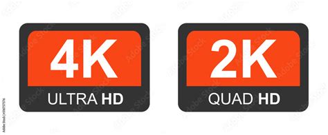 4k Ultra Hd And 2k Quad Hd Modern Technology Signs Vector