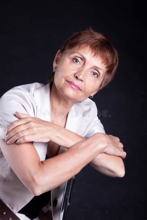 Portraits Of Attractive Woman With Short Hair 50 Years In The Pa Stock