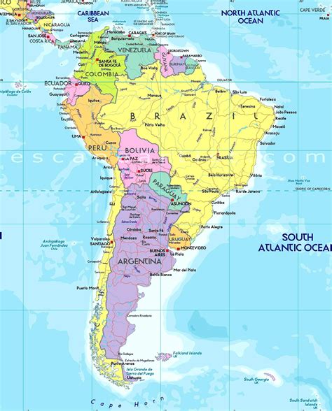 Latin America Map Labeled With Capitals Map Of World