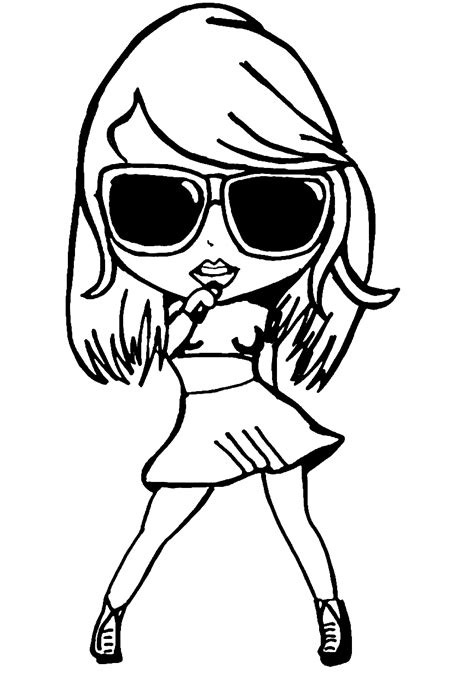 Taylor Swift Chibi Outline